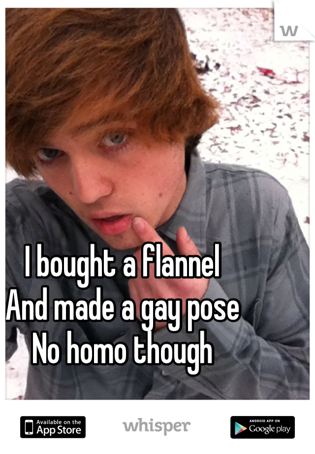 
I bought a flannel 
And made a gay pose
No homo though
