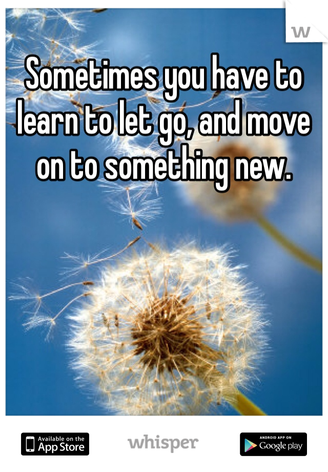 Sometimes you have to learn to let go, and move on to something new. 