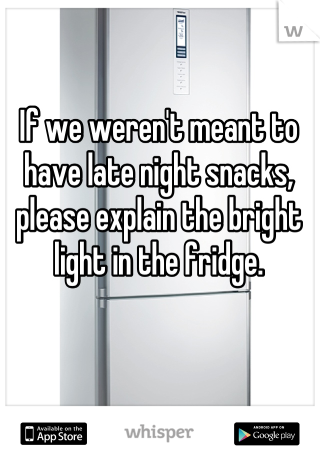 If we weren't meant to have late night snacks, please explain the bright light in the fridge.