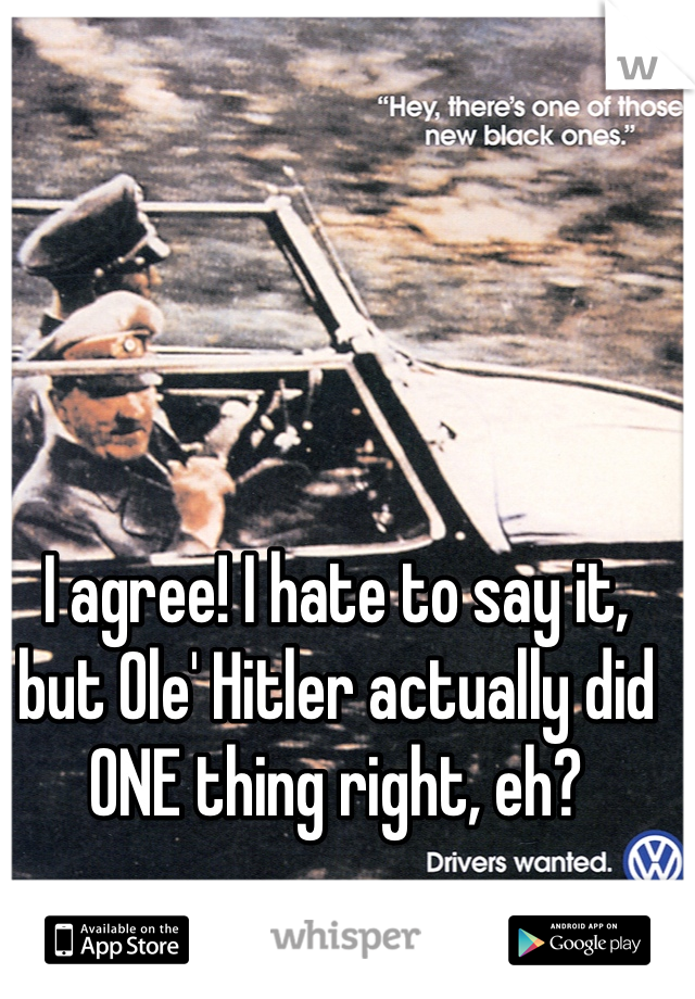 I agree! I hate to say it, but Ole' Hitler actually did ONE thing right, eh?