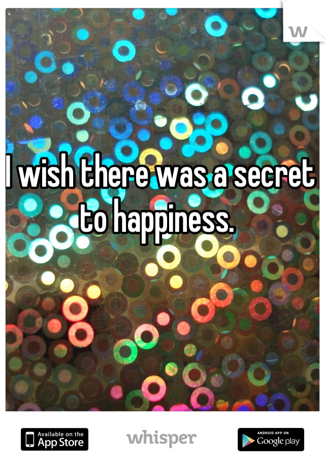 I wish there was a secret to happiness. 