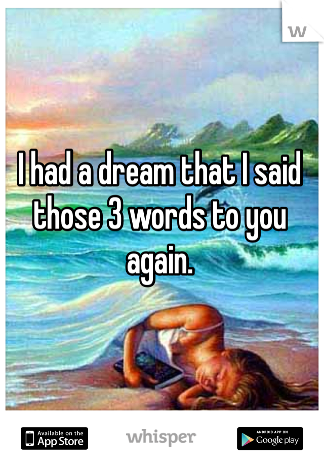 I had a dream that I said those 3 words to you again.