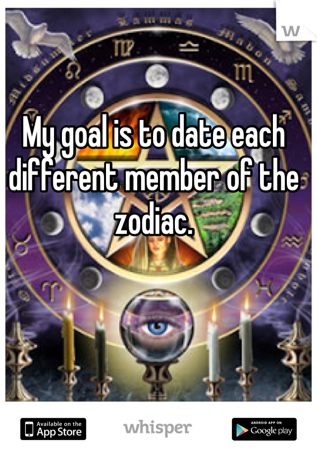 My goal is to date each different member of the zodiac. 
