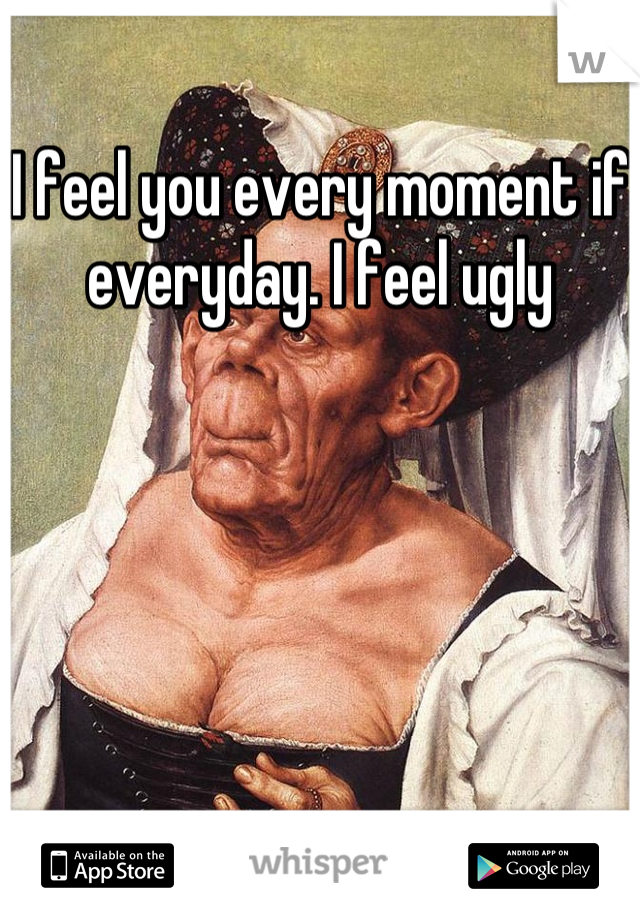 I feel you every moment if everyday. I feel ugly
