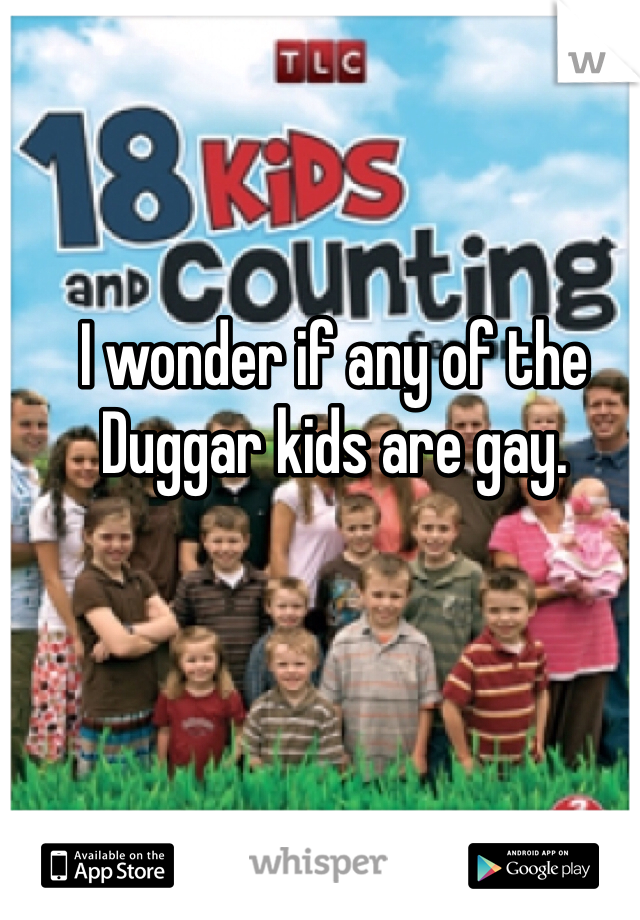 I wonder if any of the Duggar kids are gay. 

