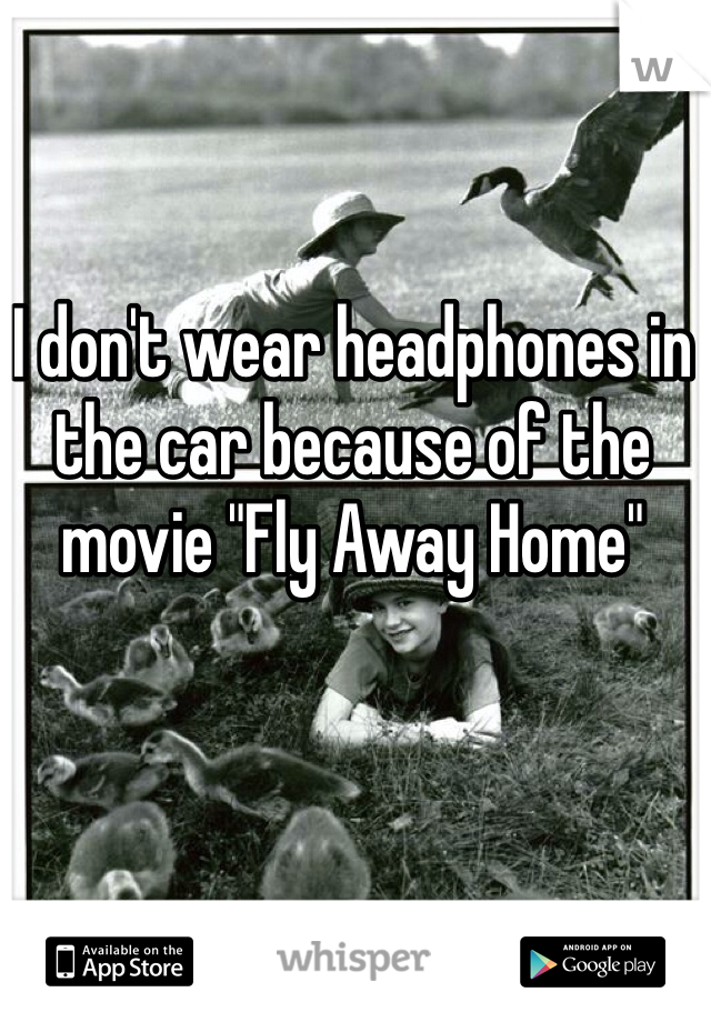 I don't wear headphones in the car because of the movie "Fly Away Home"