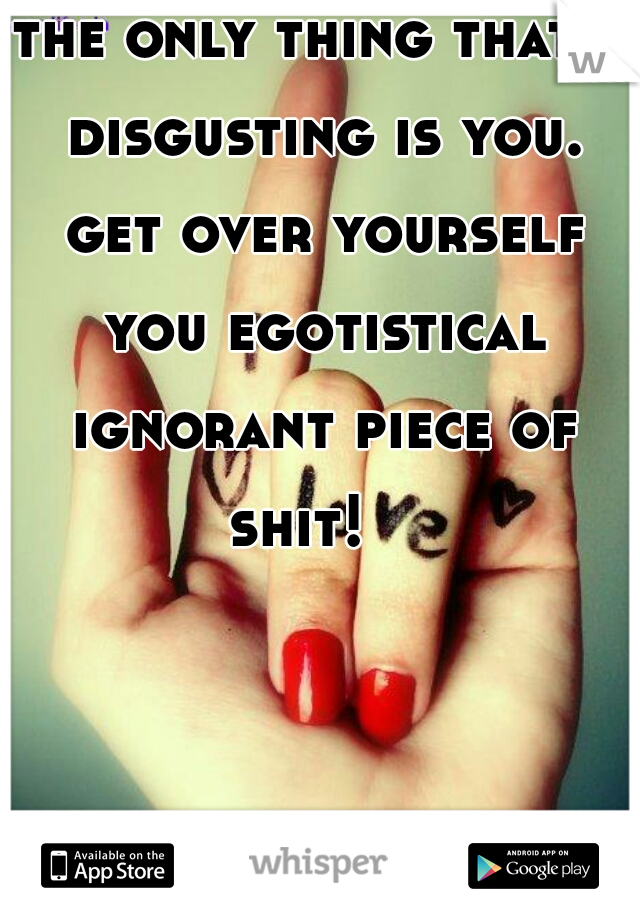 the only thing that's disgusting is you. get over yourself you egotistical ignorant piece of shit!   