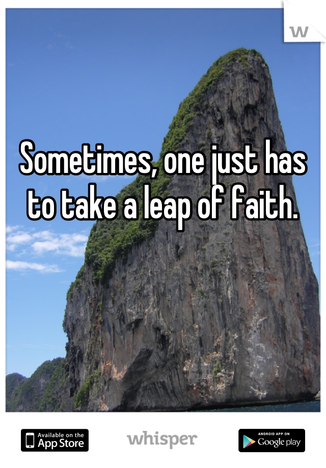 Sometimes, one just has to take a leap of faith.