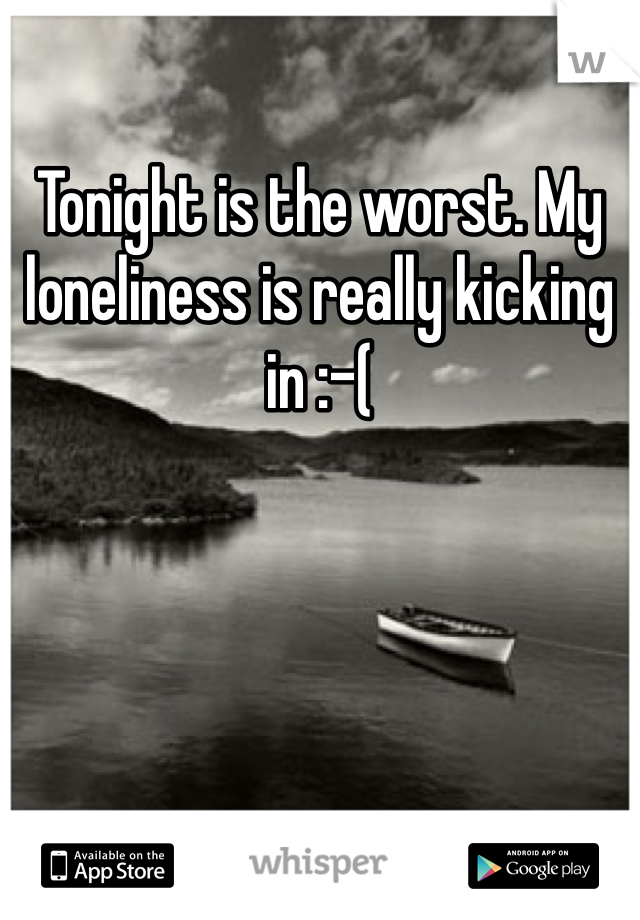 Tonight is the worst. My loneliness is really kicking in :-(