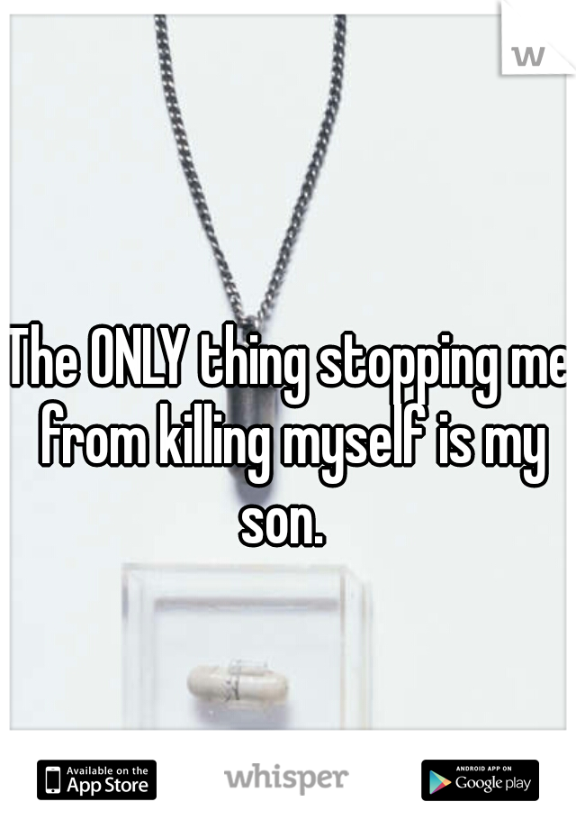 The ONLY thing stopping me from killing myself is my son.  