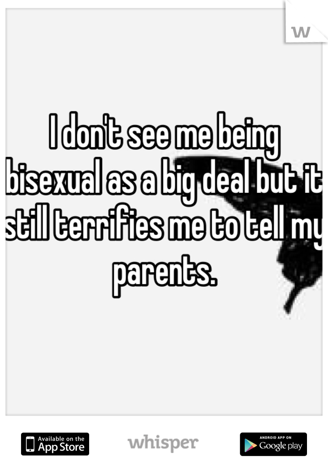 I don't see me being bisexual as a big deal but it still terrifies me to tell my parents.