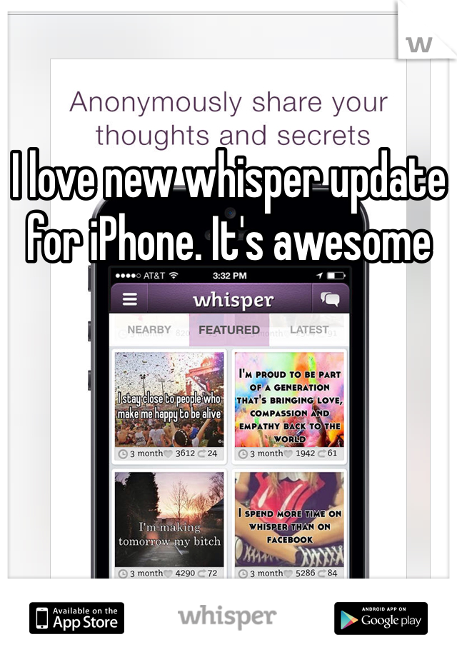 I love new whisper update for iPhone. It's awesome 