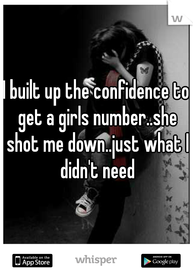 I built up the confidence to get a girls number..she shot me down..just what I didn't need