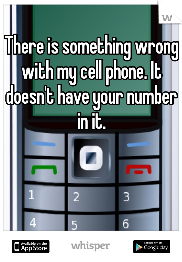 There is something wrong with my cell phone. It doesn't have your number in it.
