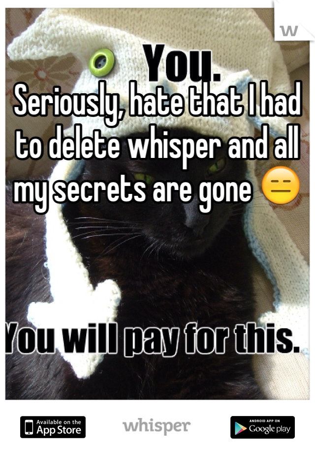 Seriously, hate that I had to delete whisper and all my secrets are gone 😑