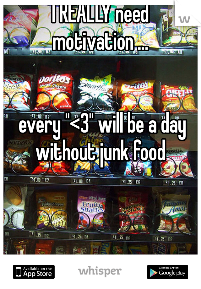 I REALLY need motivation ...


 every "<3" will be a day without junk food
