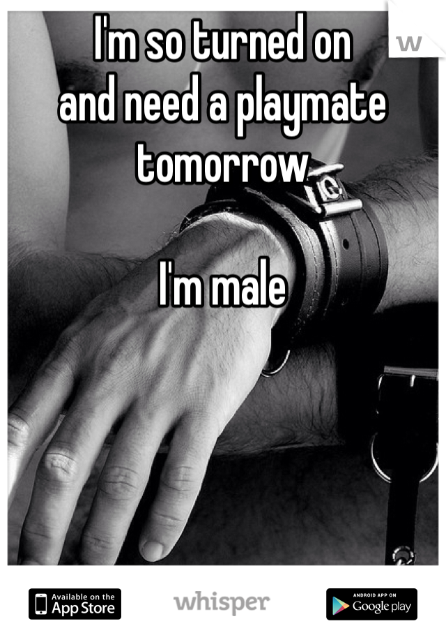 I'm so turned on
and need a playmate 
tomorrow 

I'm male