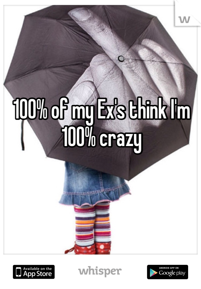 100% of my Ex's think I'm 100% crazy