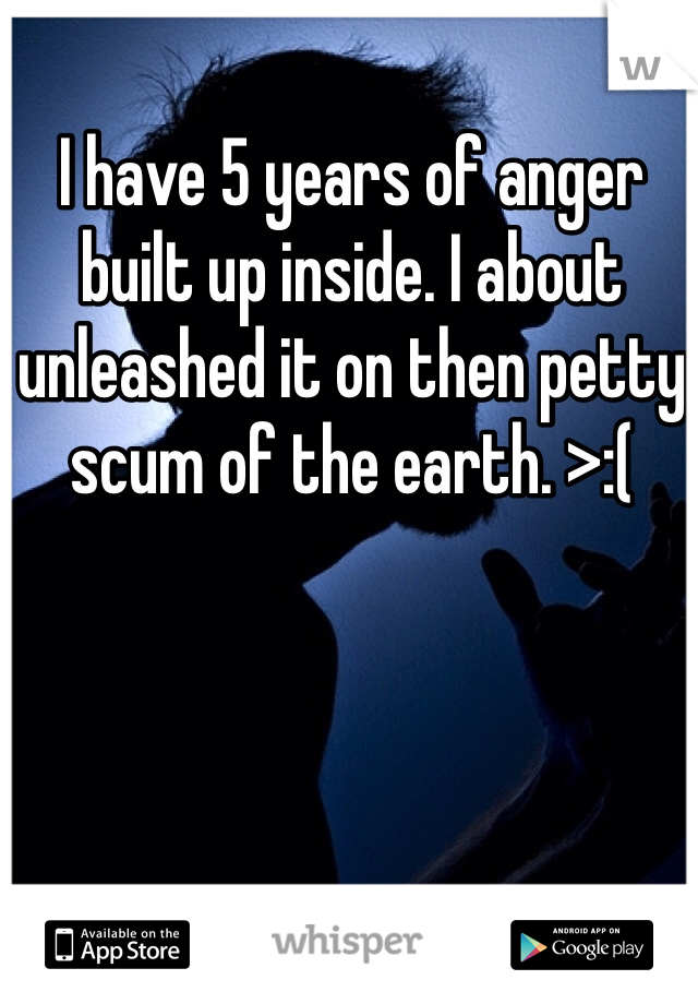 I have 5 years of anger built up inside. I about unleashed it on then petty scum of the earth. >:(