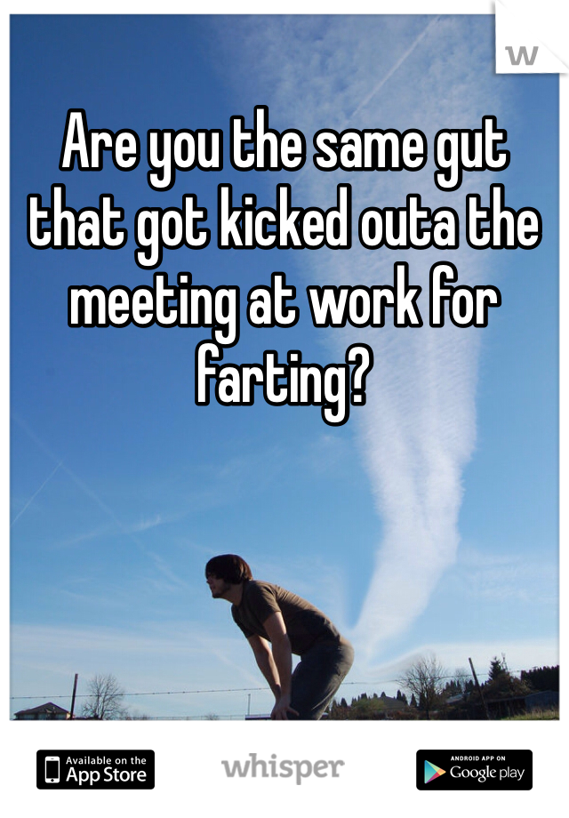 Are you the same gut that got kicked outa the meeting at work for farting?
