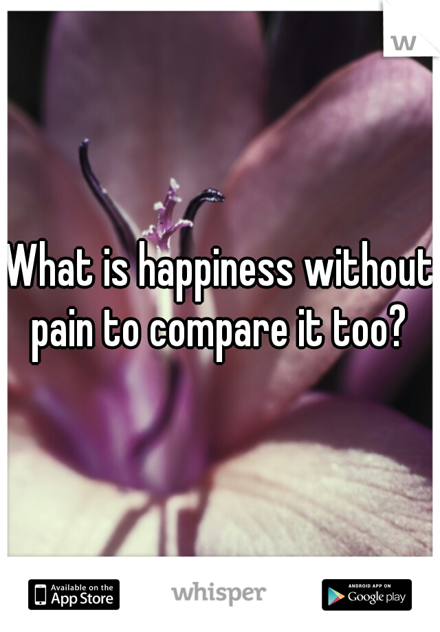 What is happiness without pain to compare it too? 