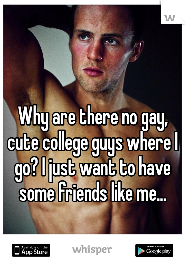 Why are there no gay, cute college guys where I go? I just want to have some friends like me...