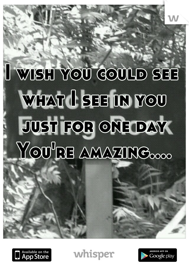 I wish you could see what I see in you just for one day You're amazing....