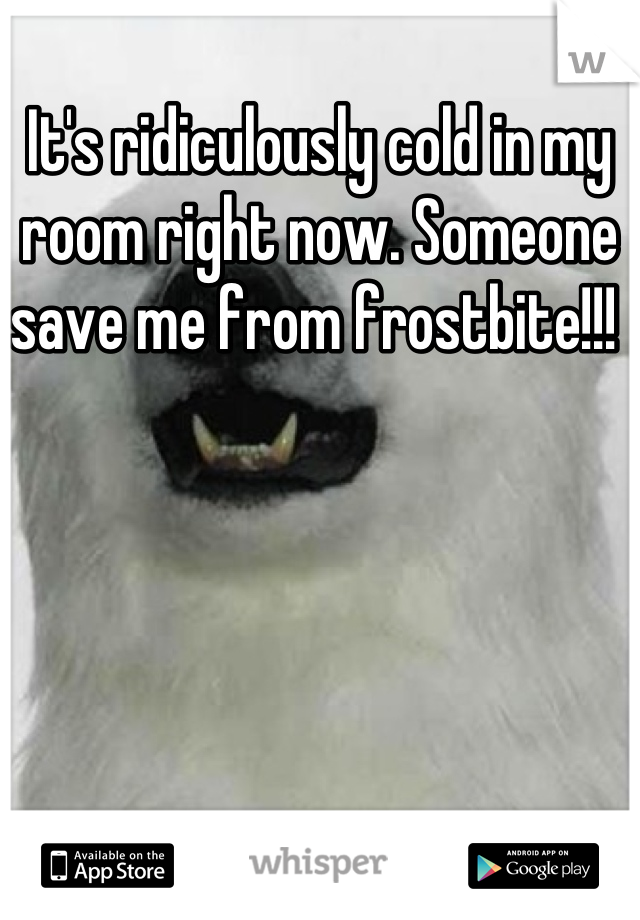It's ridiculously cold in my room right now. Someone save me from frostbite!!! 