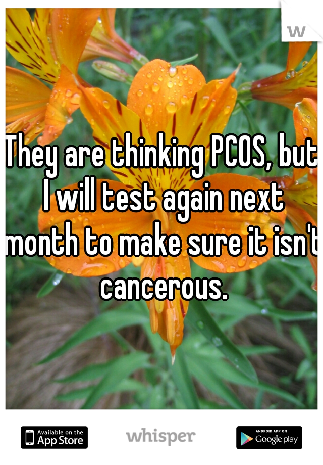 They are thinking PCOS, but I will test again next month to make sure it isn't cancerous.