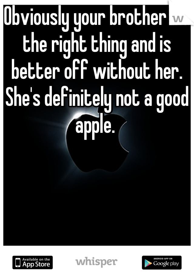 Obviously your brother did the right thing and is better off without her. She's definitely not a good apple. 