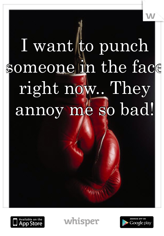 I want to punch someone in the face right now.. They annoy me so bad!