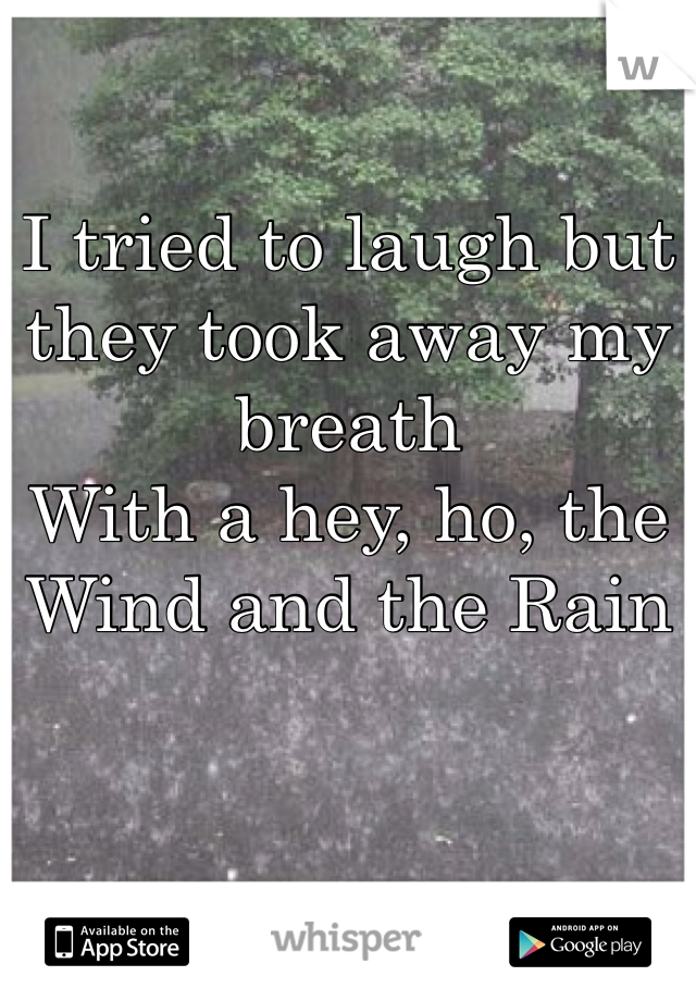 I tried to laugh but they took away my breath
With a hey, ho, the Wind and the Rain
