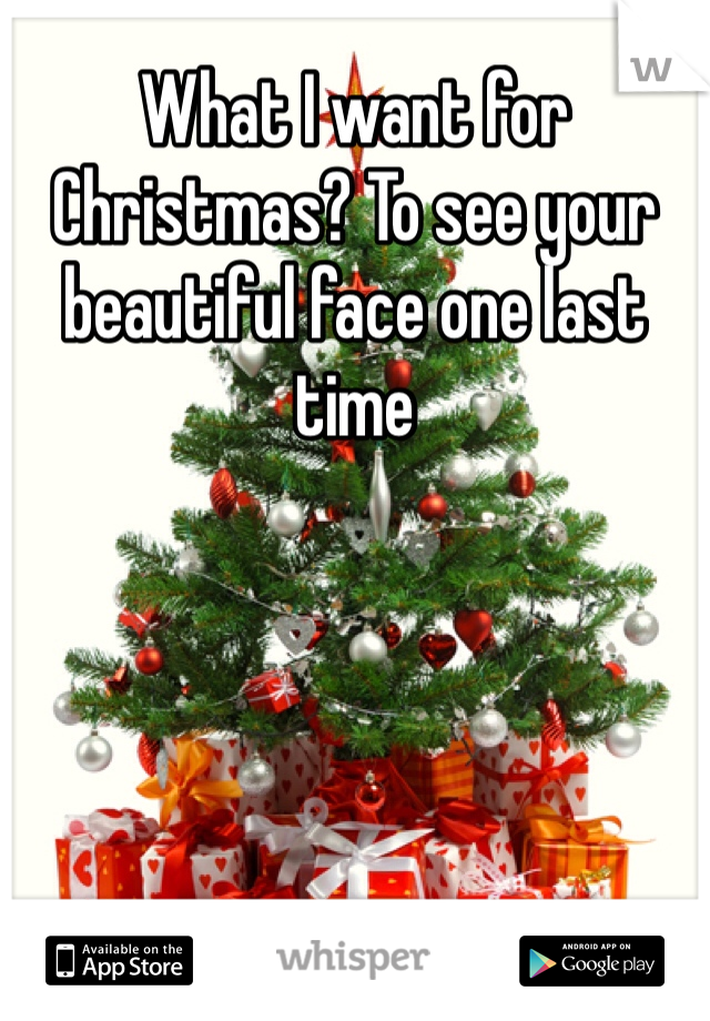 What I want for Christmas? To see your beautiful face one last time