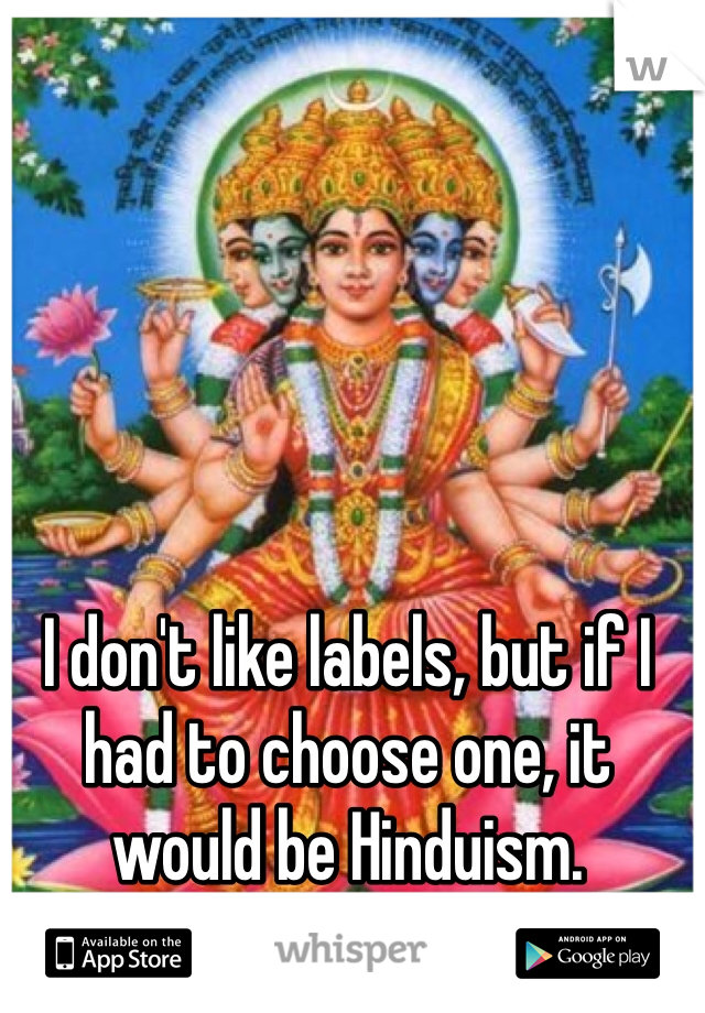 I don't like labels, but if I had to choose one, it would be Hinduism. 