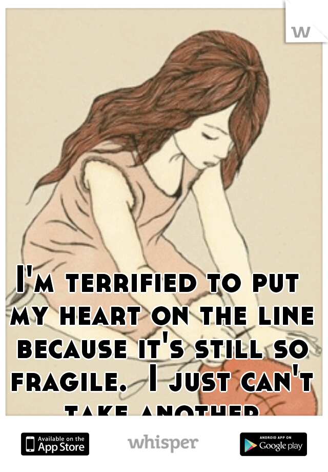 I'm terrified to put my heart on the line because it's still so fragile.  I just can't take another heartbreak! 