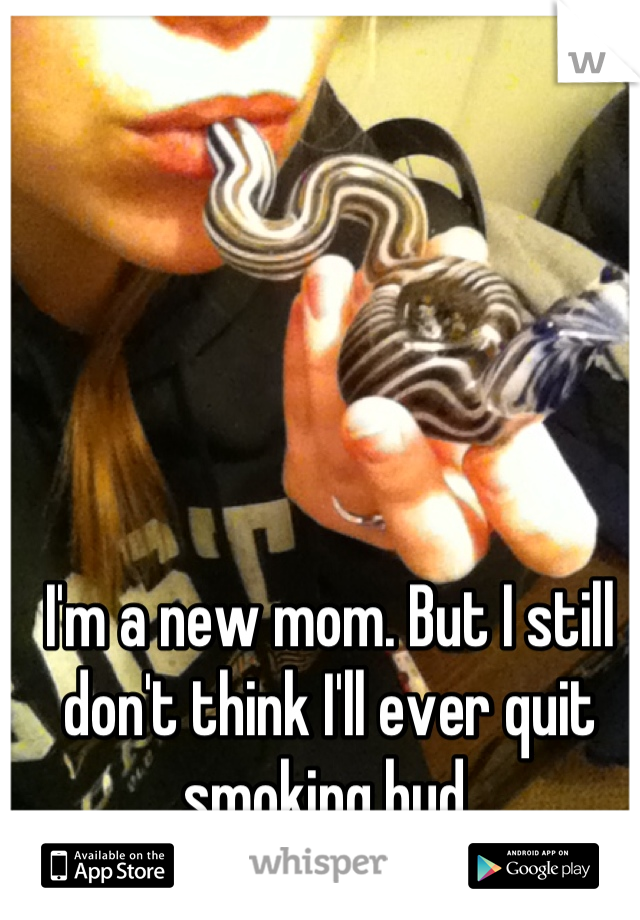 I'm a new mom. But I still don't think I'll ever quit smoking bud.