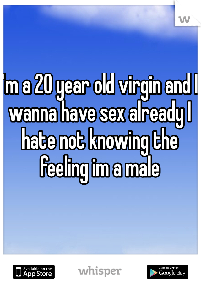 I'm a 20 year old virgin and I wanna have sex already I hate not knowing the feeling im a male 
