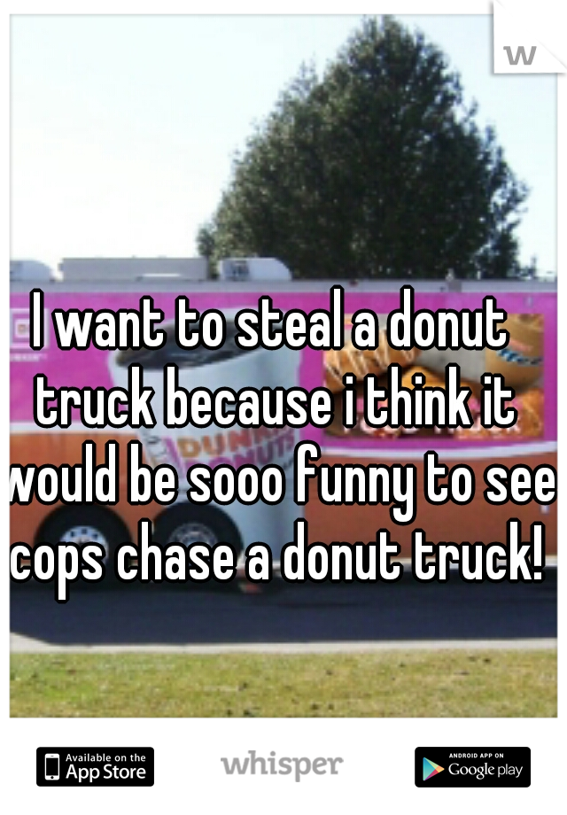 I want to steal a donut truck because i think it would be sooo funny to see cops chase a donut truck!