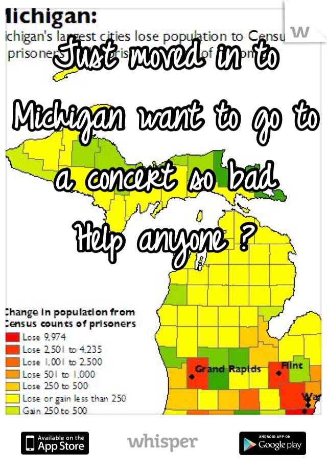 Just moved in to Michigan want to go to a concert so bad 
Help anyone ? 