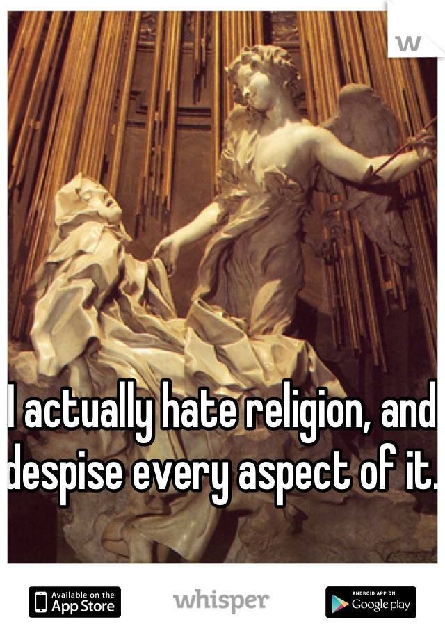 I actually hate religion, and despise every aspect of it.

