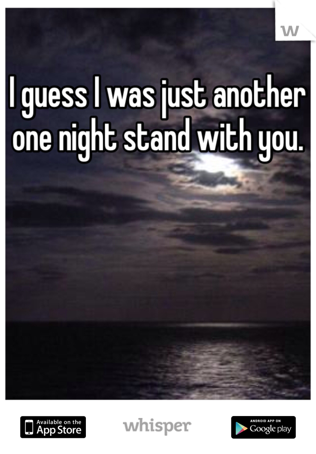I guess I was just another one night stand with you. 