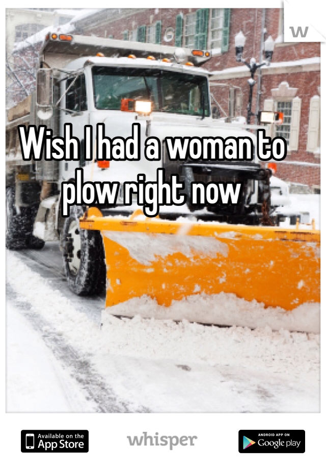 Wish I had a woman to plow right now