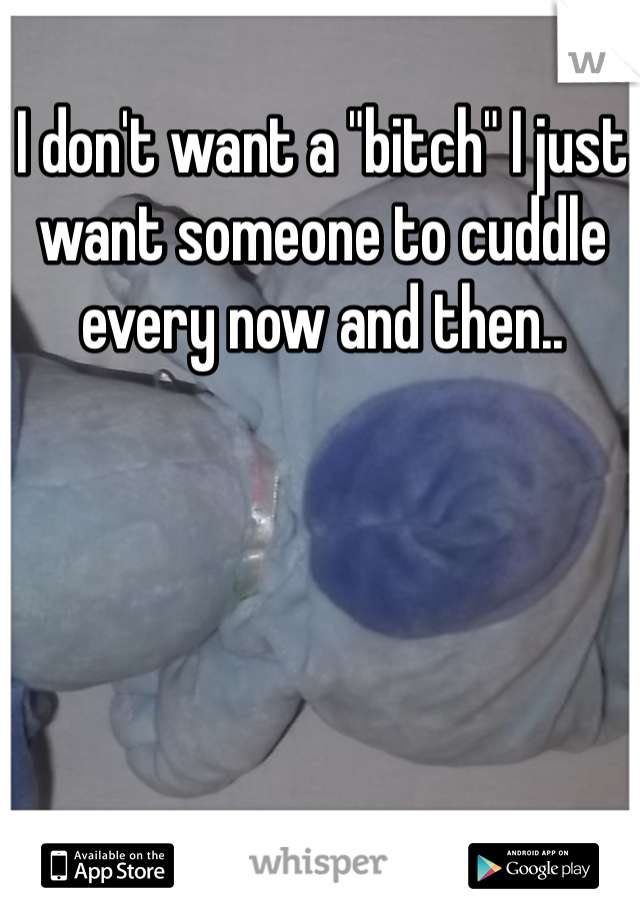 I don't want a "bitch" I just want someone to cuddle every now and then.. 