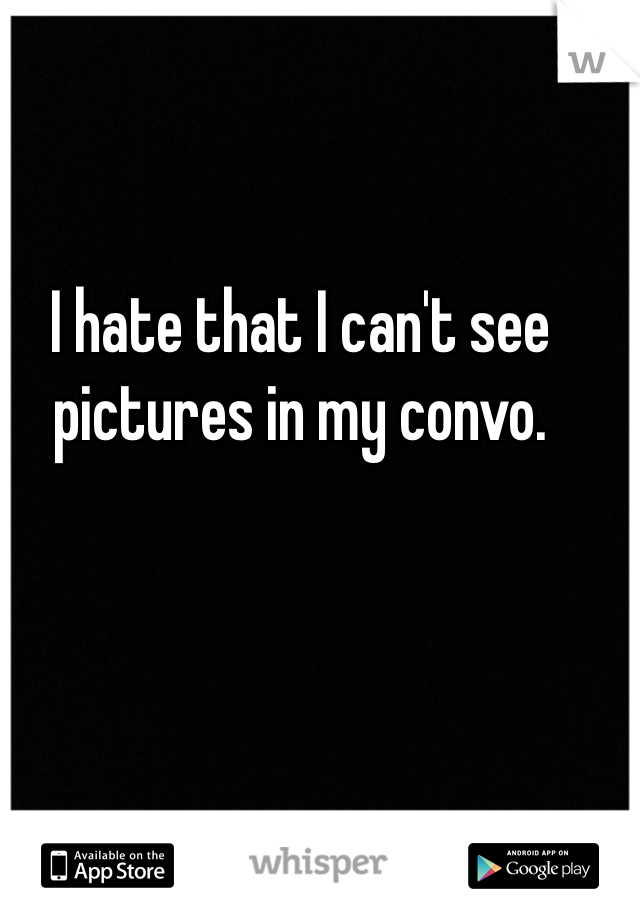 I hate that I can't see pictures in my convo. 