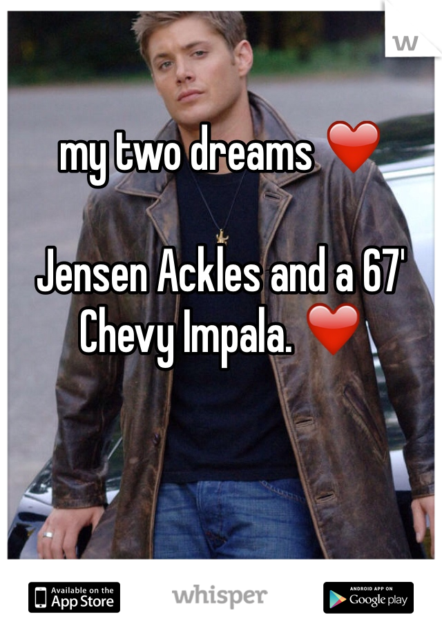  

my two dreams ❤️

Jensen Ackles and a 67' Chevy Impala. ❤️