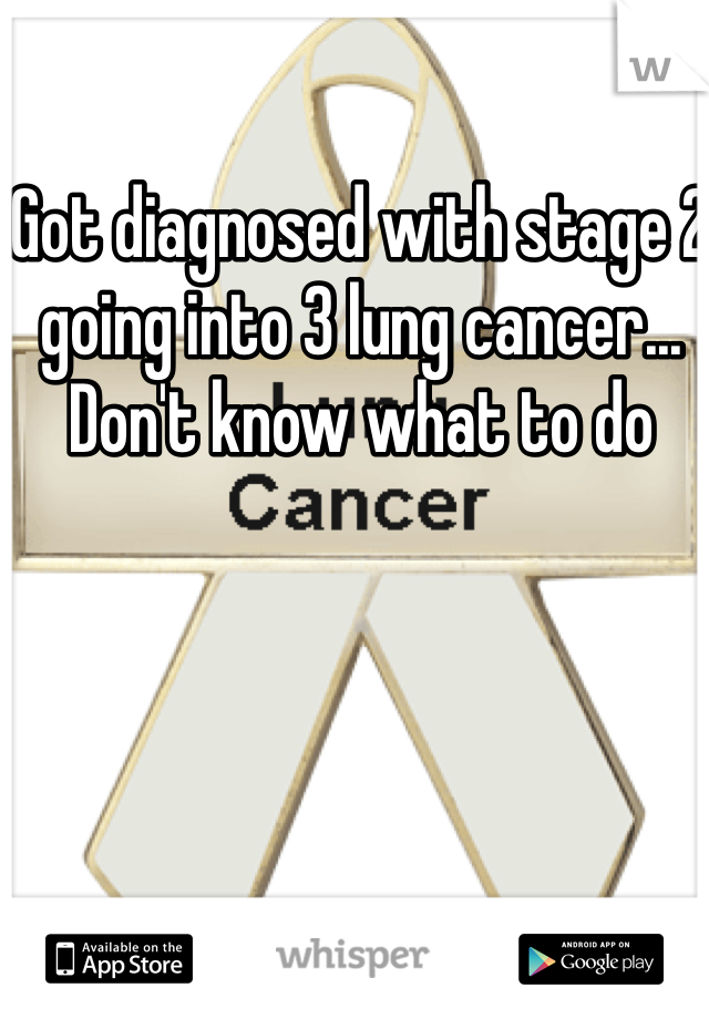 Got diagnosed with stage 2 going into 3 lung cancer... Don't know what to do 
