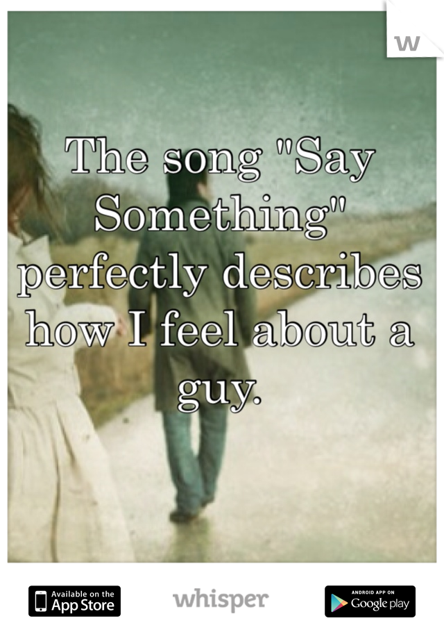 The song "Say Something" perfectly describes how I feel about a guy.