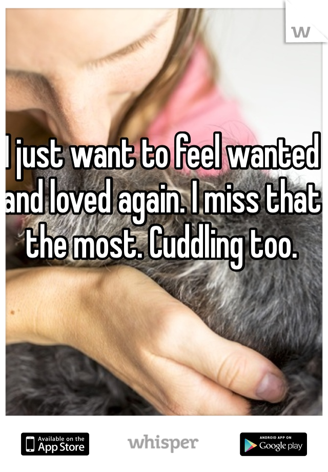 I just want to feel wanted and loved again. I miss that the most. Cuddling too.