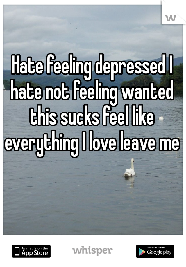 Hate feeling depressed I hate not feeling wanted this sucks feel like everything I love leave me 