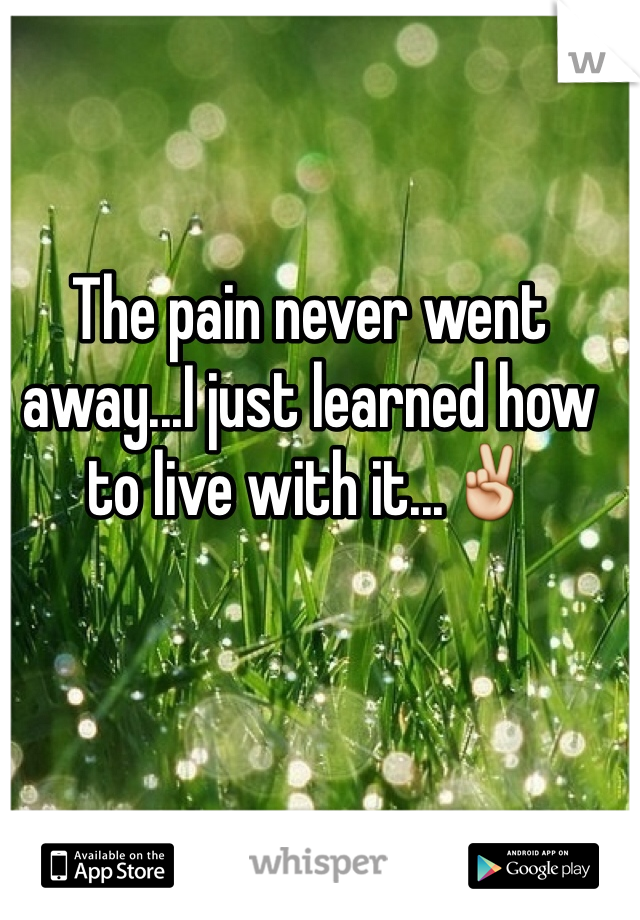 The pain never went away...I just learned how to live with it...✌️
